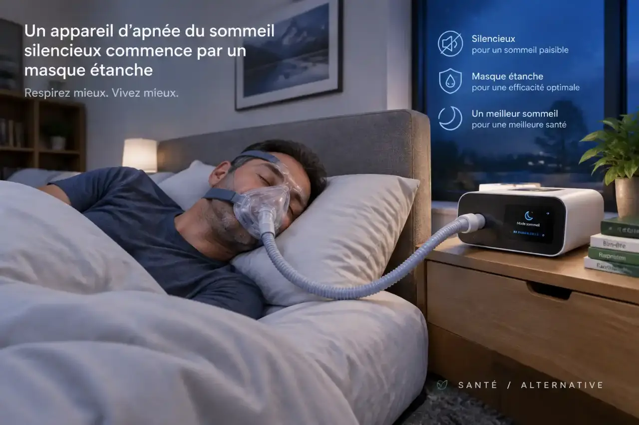 Un appareil d’apnée du sommeil silencieux commence par un masque étanche
