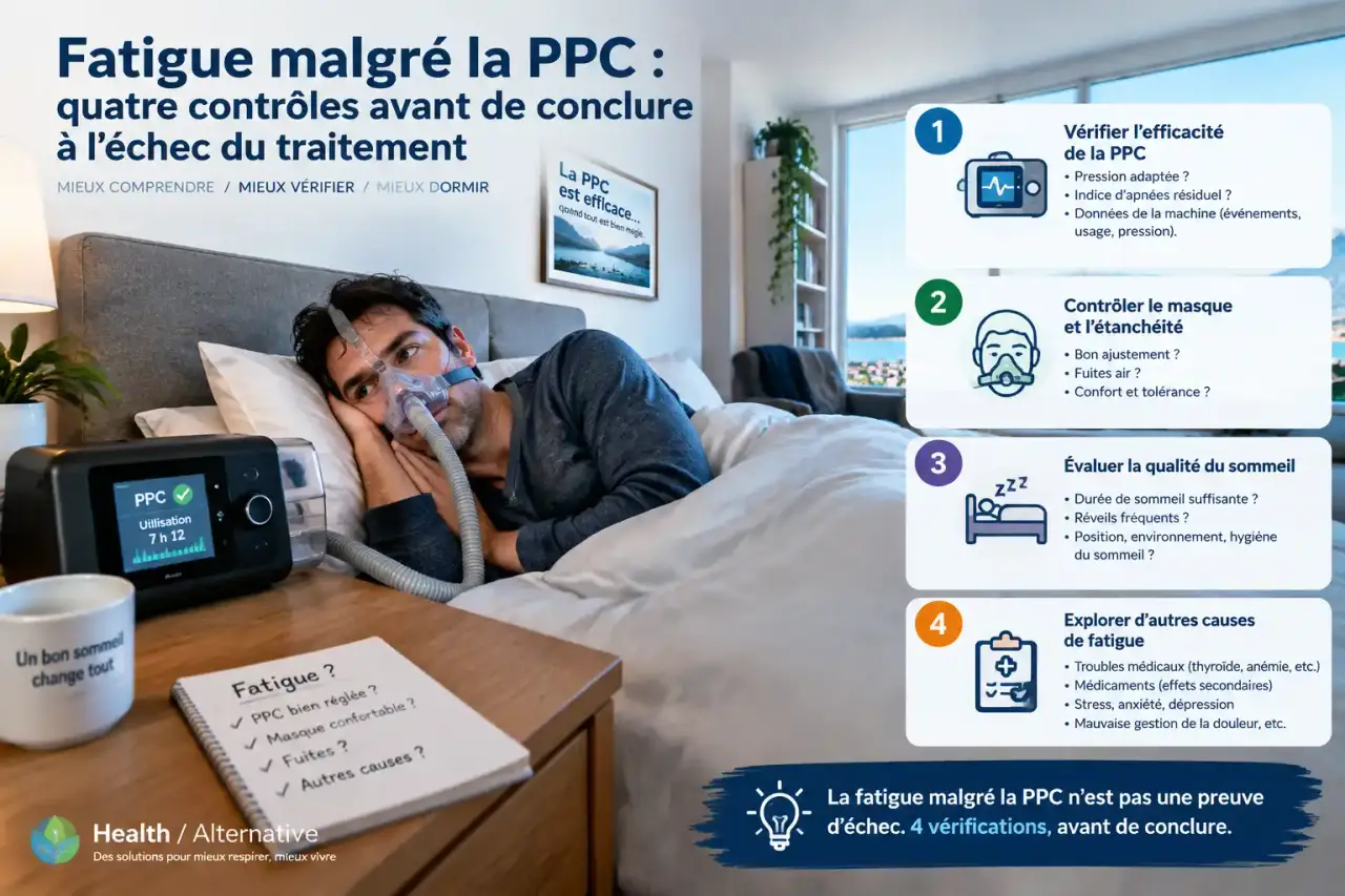 Fatigue malgré la PPC : quatre contrôles avant de conclure à l’échec du traitement