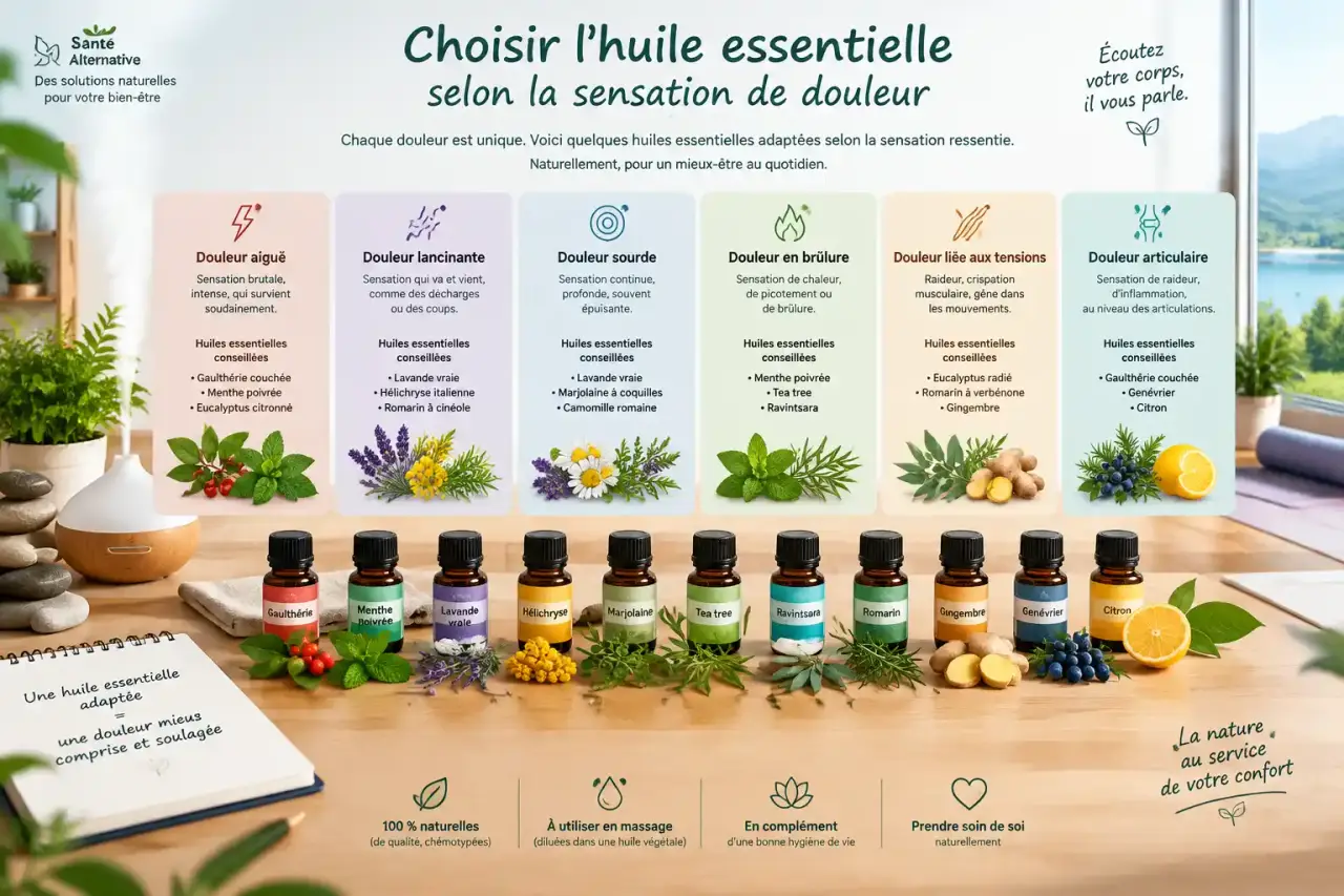 Choisir l’huile essentielle selon la sensation de douleur