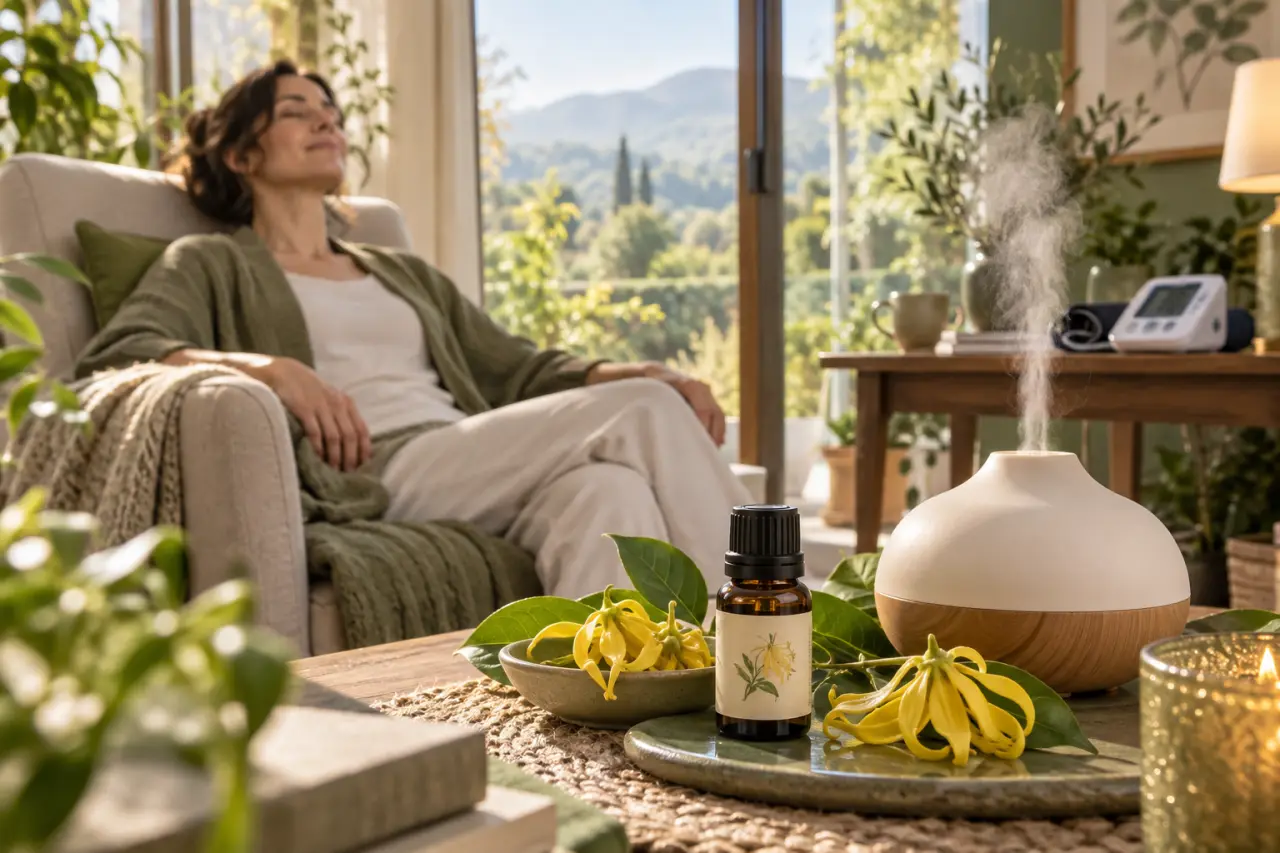 Huiles essentielles et hypertension : l’Ylang-ylang accompagne la détente, pas le traitement