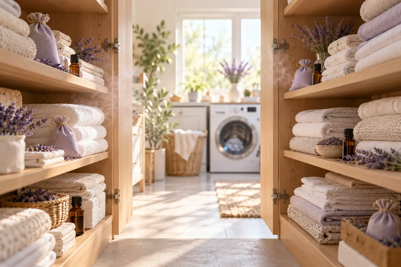 Huiles essentielles pour le linge : pourquoi l’armoire parfume mieux que la machine