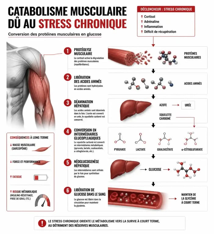 Le catabolisme musculaire lors d'un stress chronique et perte de poids