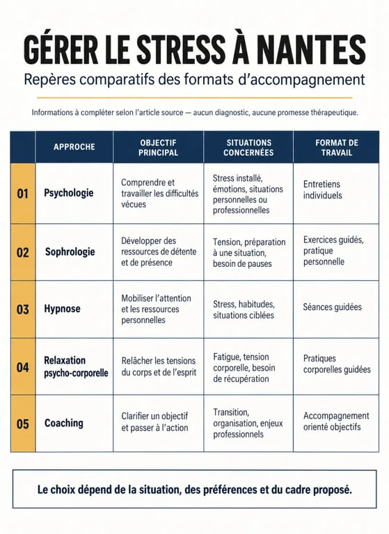 Infographie des approches de gestion du stress à Nantes